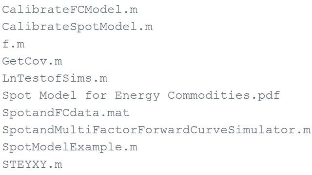 Monte Carlo Example of a Multicommodity Spot and Forward Curves Simulator