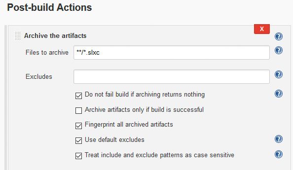 Figure 6. A Jenkins postbuild action configured to archive all Simulink cache files from the Jenkins workspace to the build archive area after the build has finished.