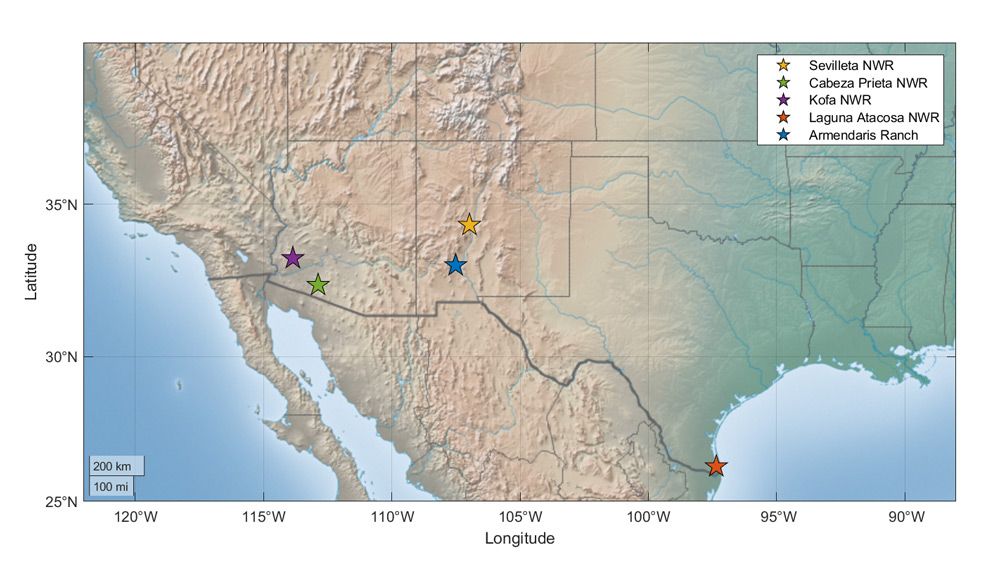 Figure 1. The five data site locations.