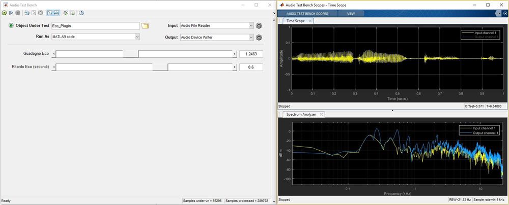 Using Audio System Toolbox to develop, test, and tune a plug-in that implements an echo effect