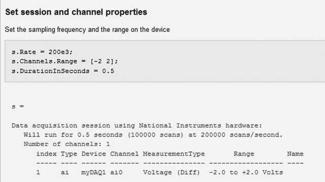 Configuring a date acquisition session using NI myDAQ hardware