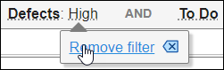 Hoering over a filter shows an option to remove the filter.