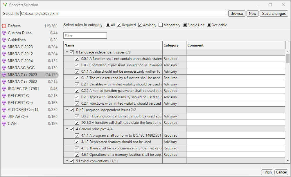 Checkers selection interface