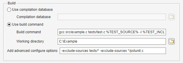 Build command option with add advanced configure options of -exclude-sources