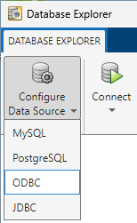 Configure Data Source selection with the selected Configure ODBC data source