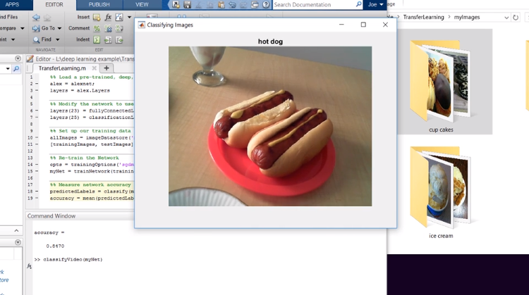 Go to the Transfer Learning in 10 Lines of MATLAB Code video.