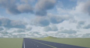 Road with volumetric clouds