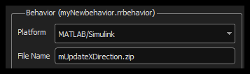 Platform is chosen as MATLAB/Simulink and the File Name is mUpdateXDirection.zip
