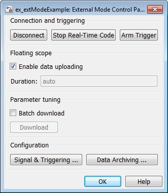 Use the External Signal and Triggering dialog box to modify signal and trigger options.