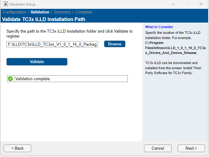 Validate hardware setup