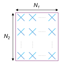 Rectangular antenna array, where N2 is the number of rows and N1 the number of columns. Each position contains a pair of cross-polarized antennas.