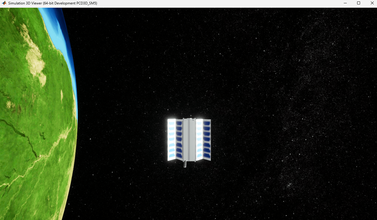 CubeSat in orbit around Earth with solar arrays partially extended