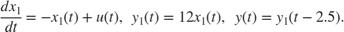 $$ {dx_1 \over dt} = - x_1(t) + u(t) , \;\; y_1(t) = 12 x_1(t) , \;\; y(t) = y_1(t-2.5) . $$