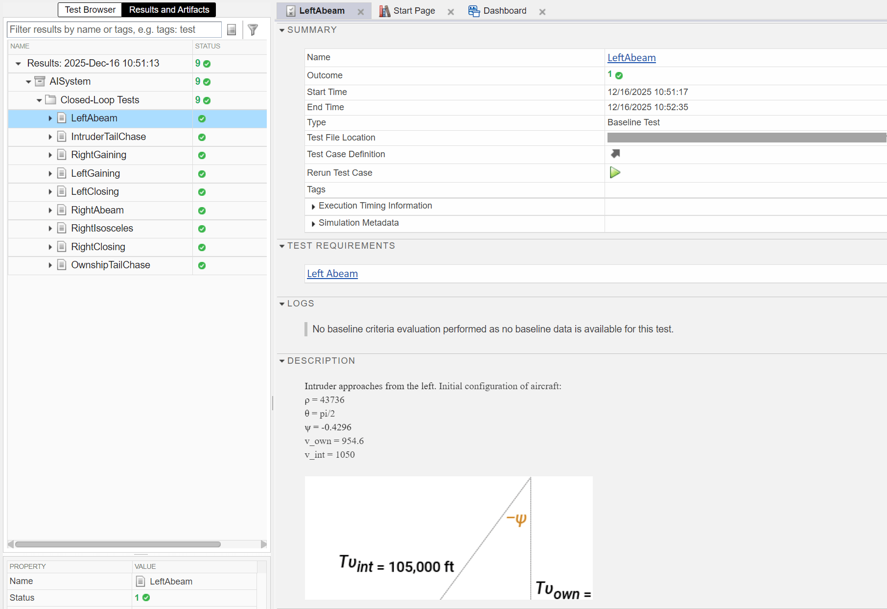 AI system tests in Simulink Test Manager.