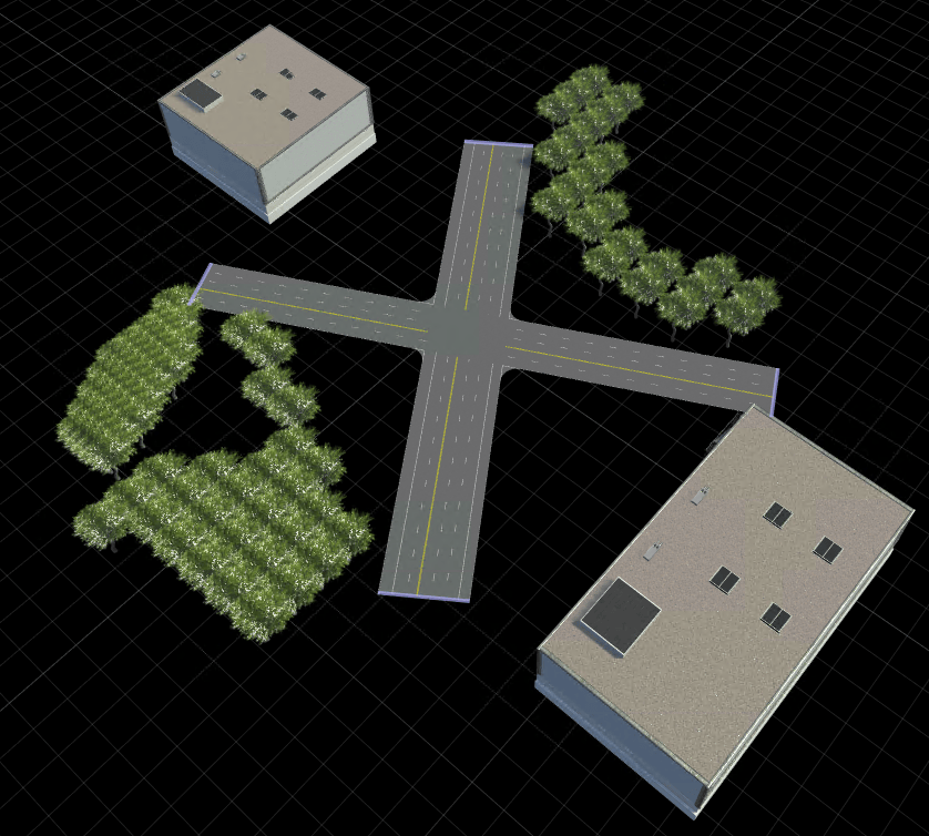 Build RoadRunner Scene with Intersection and Static Objects Using RoadRunner HD Map