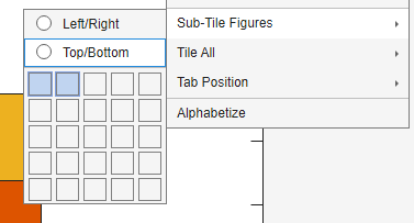 Sub-TileFigures submenu of SA-CCR Analyzer app with a 1-by-2 configuration selected