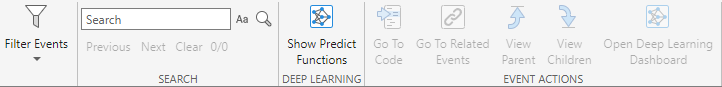 GPU Performance Analyzer toolstrip showing the Show Predict Functions button