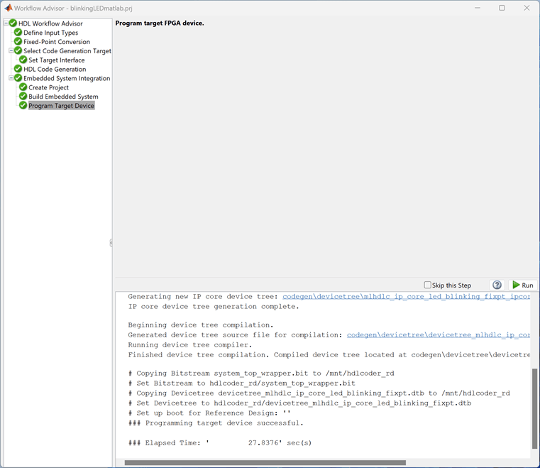 Generate IP Core from MATLAB for Blinking LEDs on FPGA Board