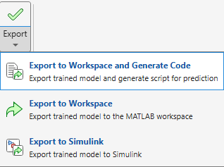 Export options in the app