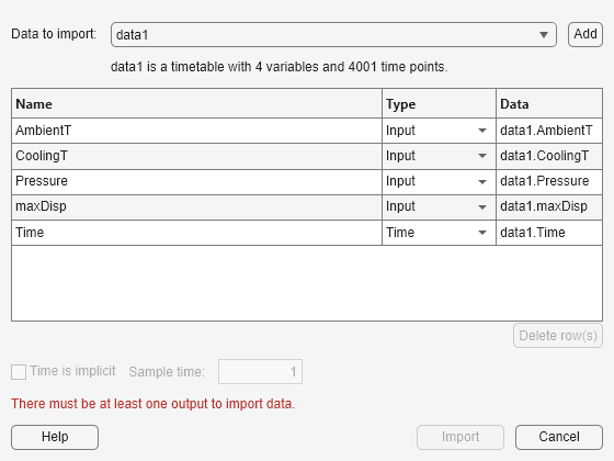 Figure Import Data contains an object of type uigridlayout.