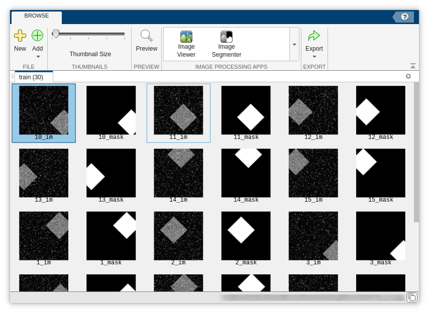 Image Browser app window showing training images