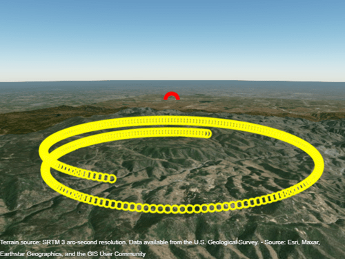 Ground truth trajectory plotted in yellow over terrain