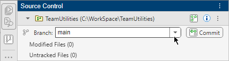 Branch selector in the Source Control panel
