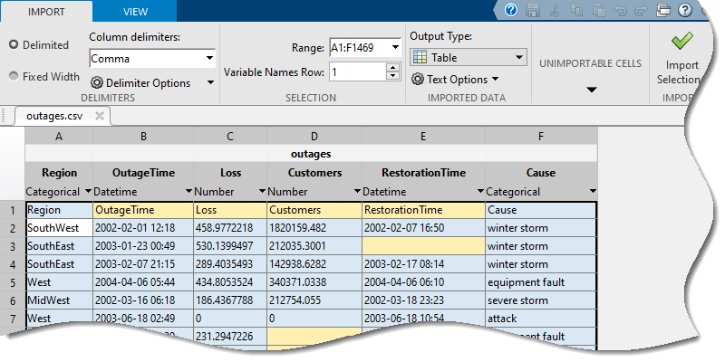 Create And Work With Tables Matlab Simulink Mathworks France