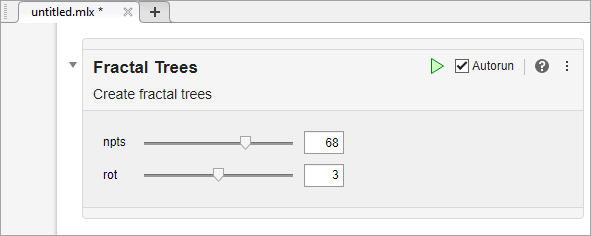 Fractal Trees task in a live script