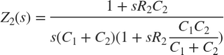$$Z_{2}(s)=\frac{1+sR_{2}C_{2}}{s(C_{1}+C_{2})(1+sR_{2}\frac{C_{1}C_{2}}{C_{1}+C_{2}})}$$