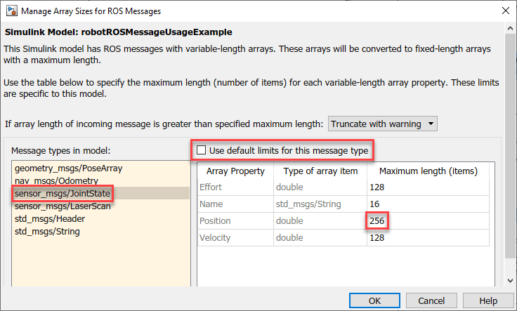 GUI to manage array sizes for ROS messages