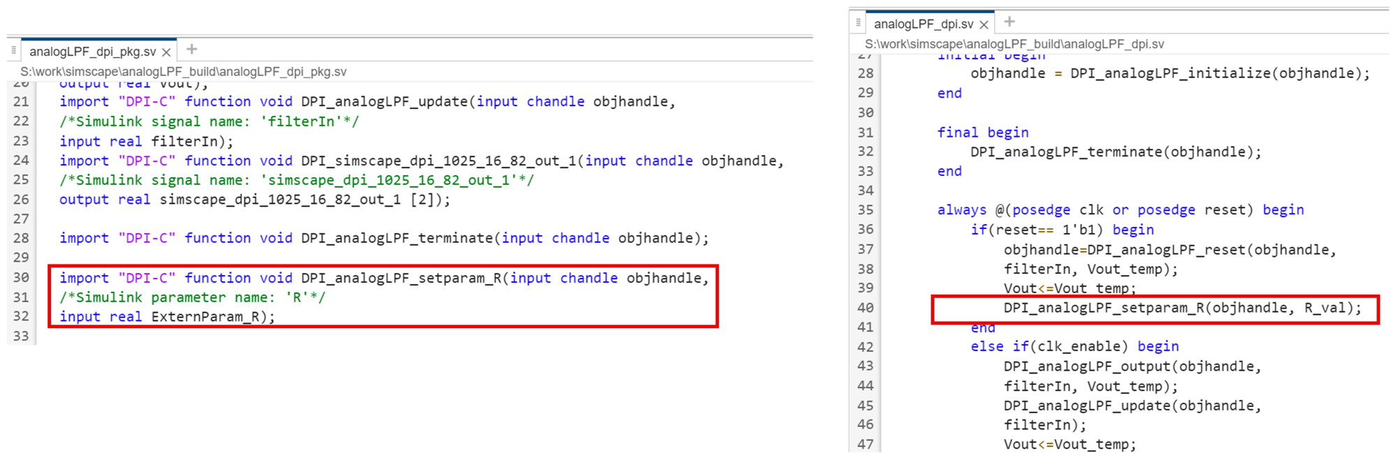 Generate SystemVerilog DPI Component from Simscape