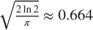 $\sqrt{\frac{2\ln{2}}{\pi}} \approx 0.664$