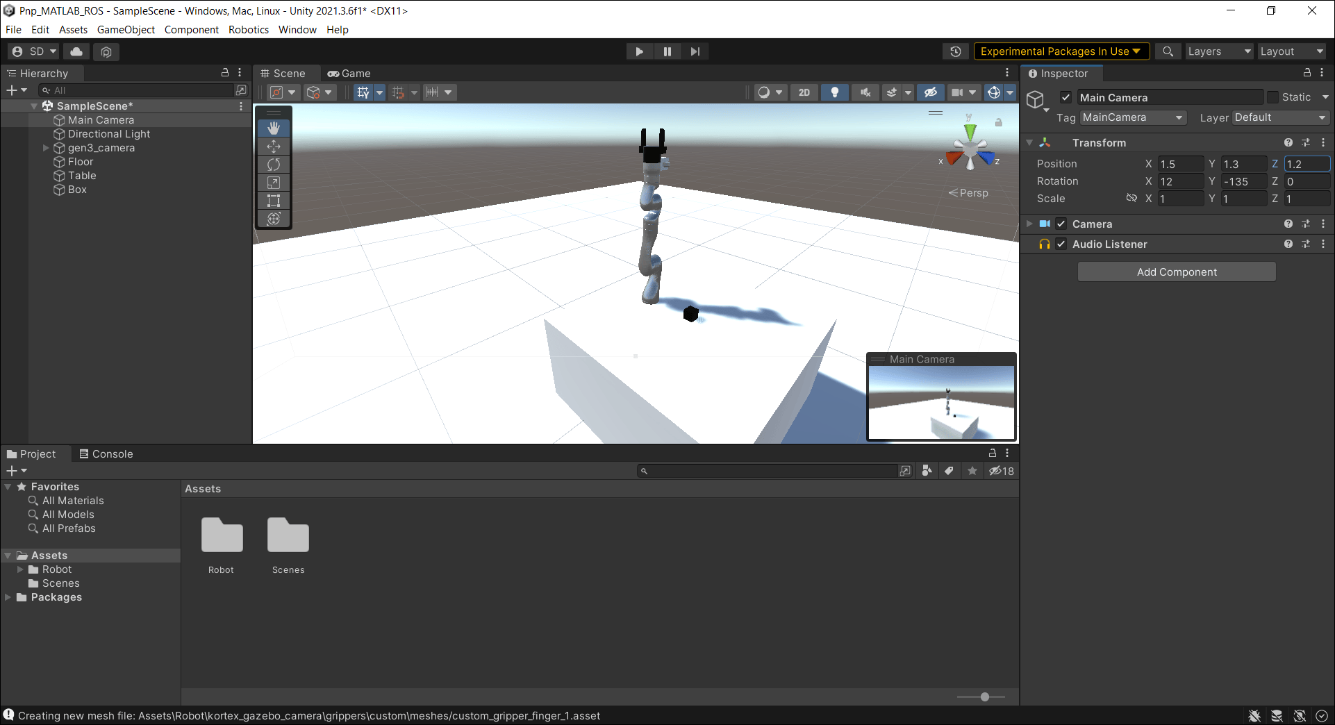 Screenshot of adjusting camera in Unity scene
