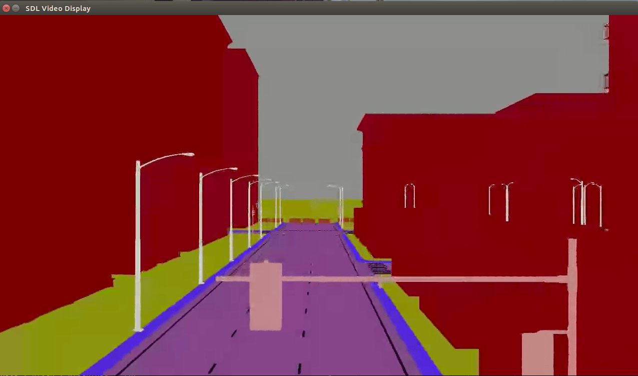 Semantic segmentation label stream received by the Jetson hardware.
