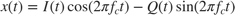 $$x(t) = I(t)\cos (2\pi {f_c}t) - Q(t)\sin (2\pi {f_c}t)$$