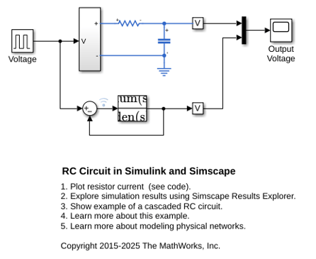 Circuit RC dans Simulink et Simscape