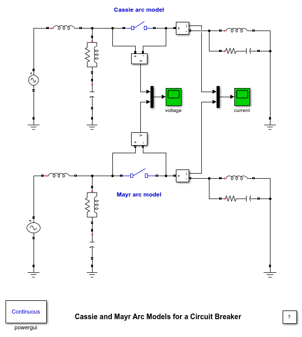 Cassie and Mayr Arc Models for a Circuit Breaker