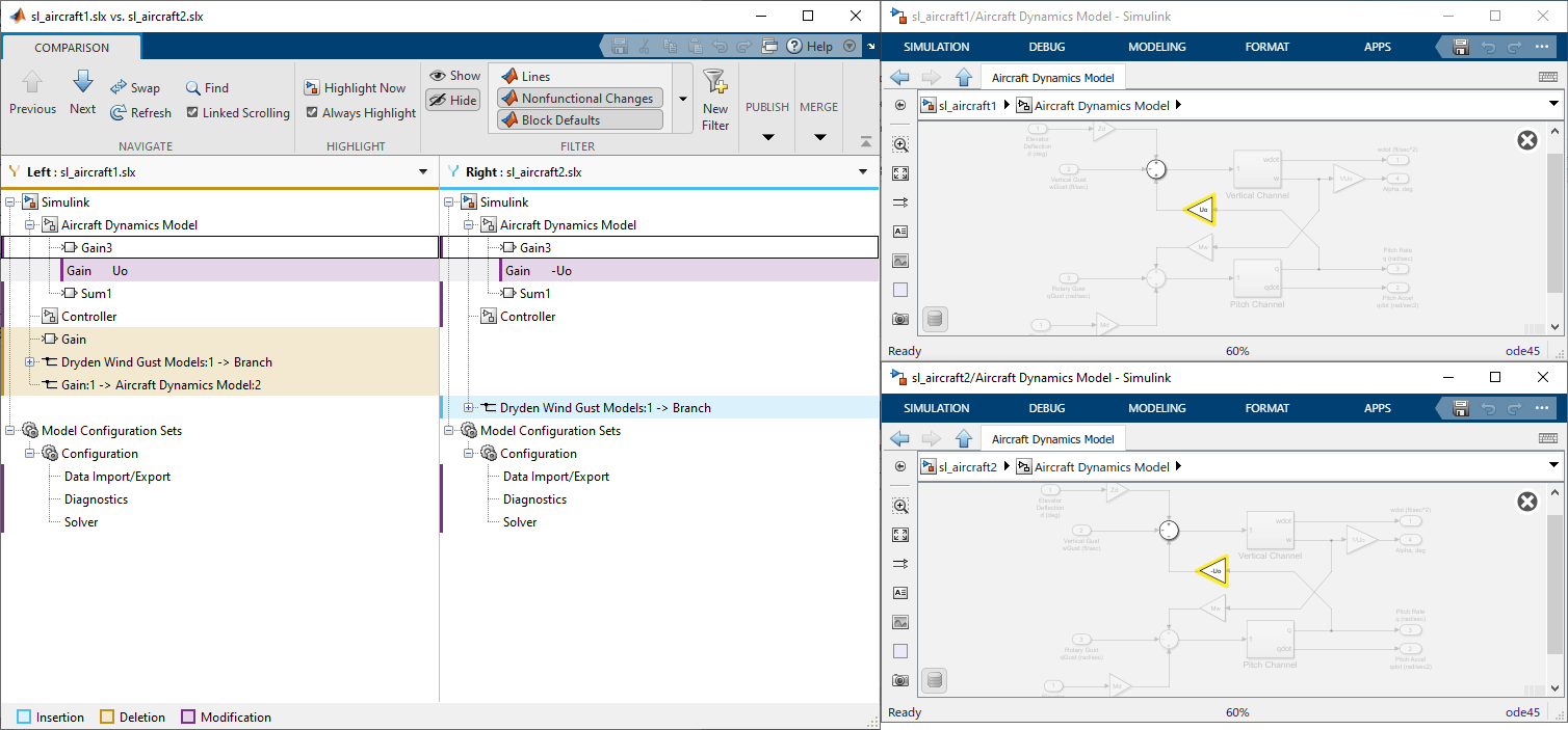 Compare and Merge Simulink Models