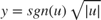 $$y=sgn(u)\sqrt{|u|}$$