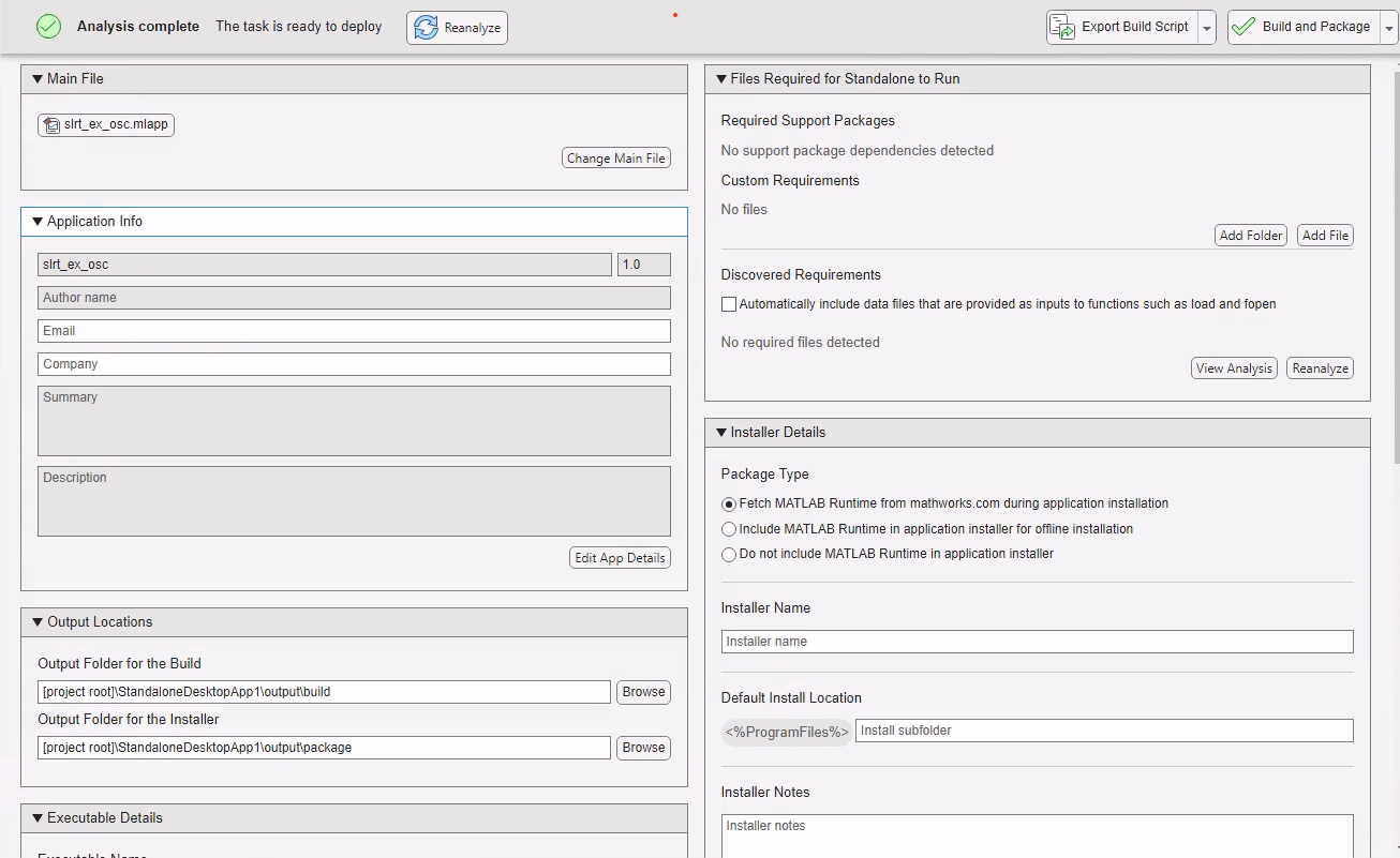 Create Standalone Instrument Panel App by Using Application Compiler