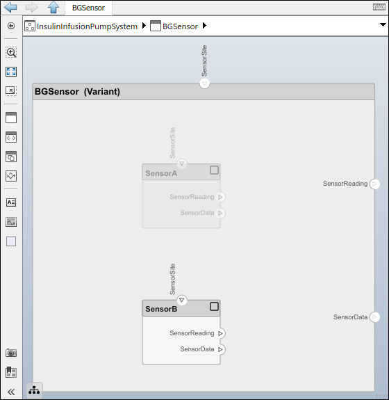 Two variant choices for the sensor component: SensorA and SensorB.