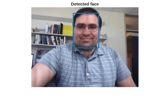 Figure contains an axes object. The hidden axes object with title Detected face contains an object of type image.