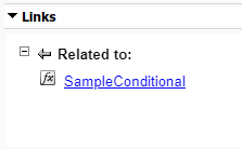 This image shows the conditional badge for the Requirements Editor in the Links section when viewing the requirements.