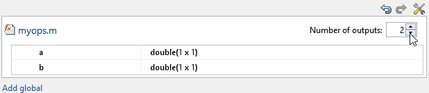 App window, showing definitions of variables a and b