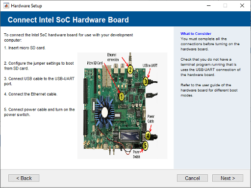 Connect to Intel SoC hardware board.