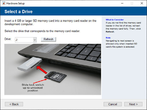 Select drive containing SD card.