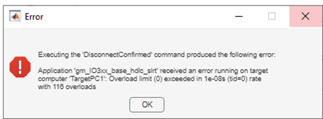 Error message showing the error due to CPU overload.