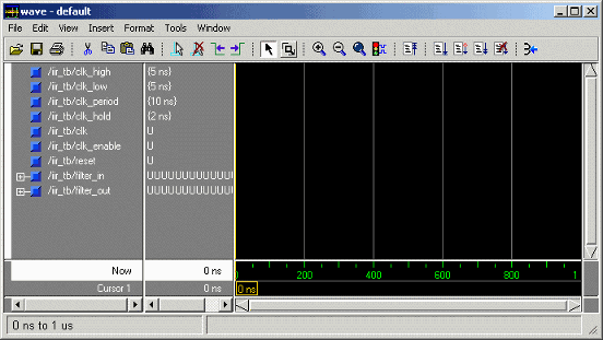 Mentor Graphics ModelSim wave window