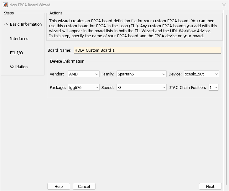New FPGA Board Wizard